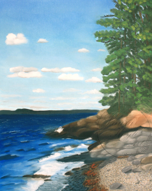 "Beach Walk at Rocky Cove" Pastel Painting