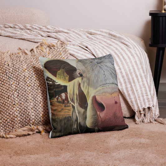 "Just Saying Hi" Cow Premium Pillow