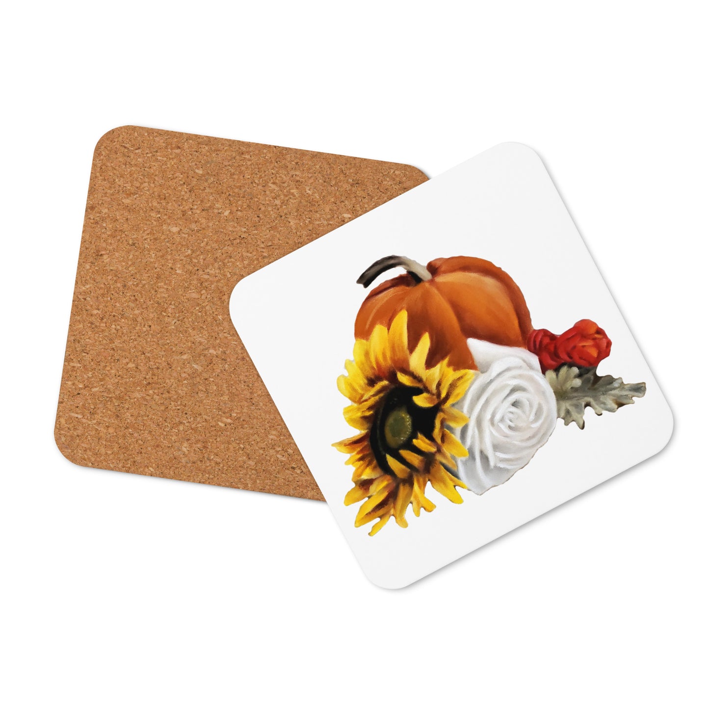 Autumn Flowers Cork-back coaster