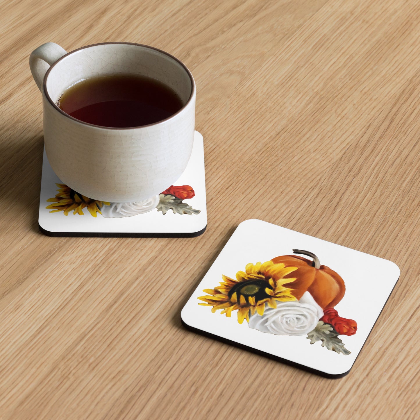 Autumn Flowers Cork-back coaster