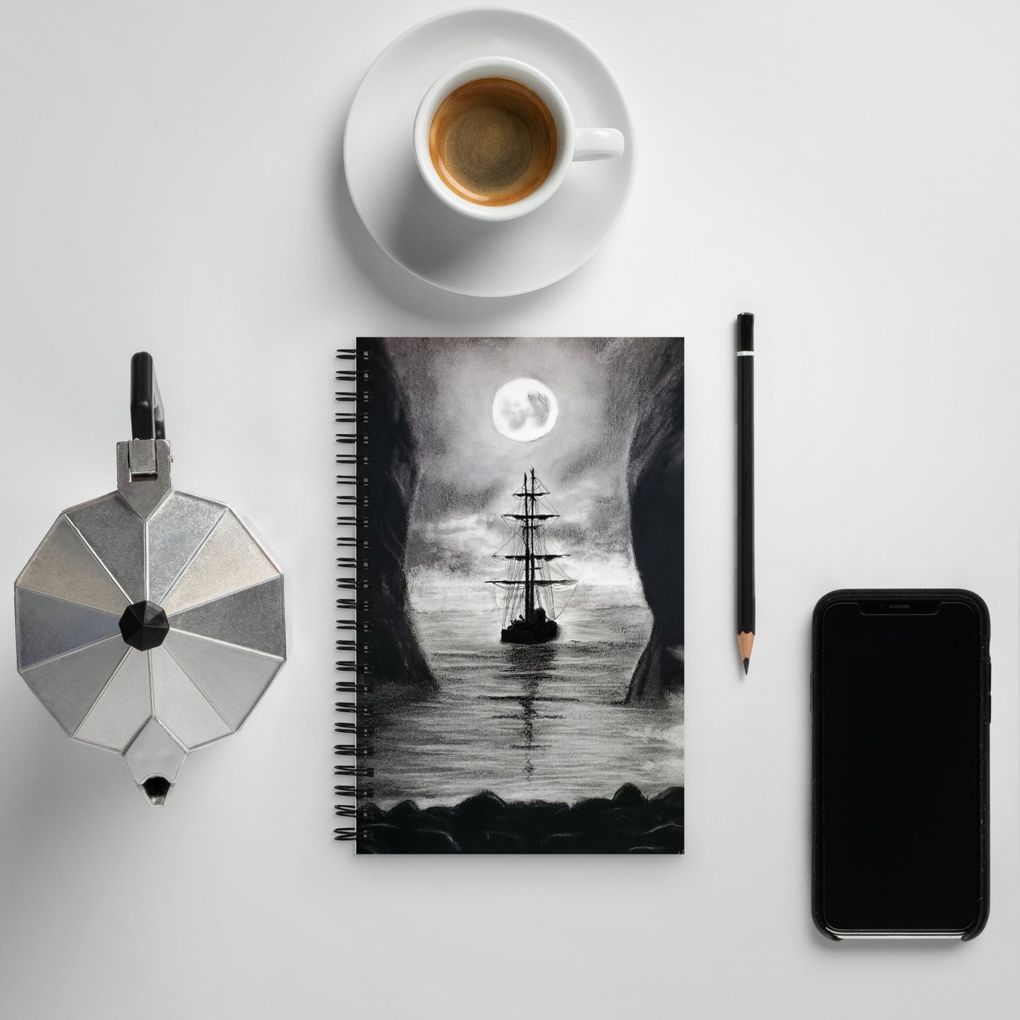 Spooky Pirate Ship Spiral notebook