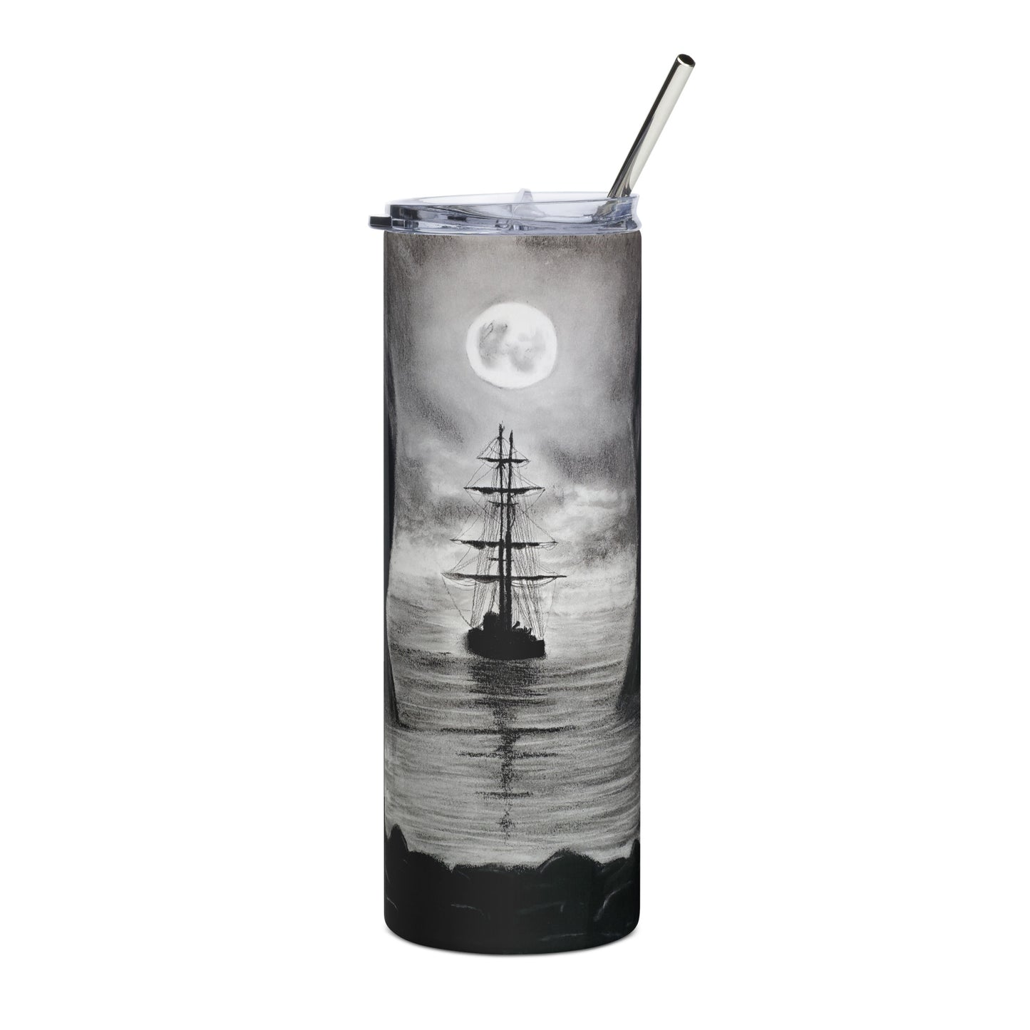 Spooky Pirate Ship Stainless steel tumbler