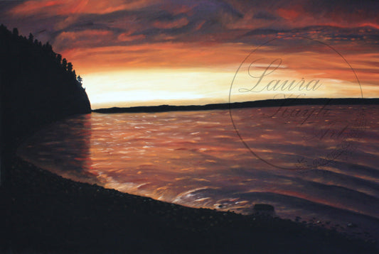 "Sunset at Rocky Cove" Pastel Painting