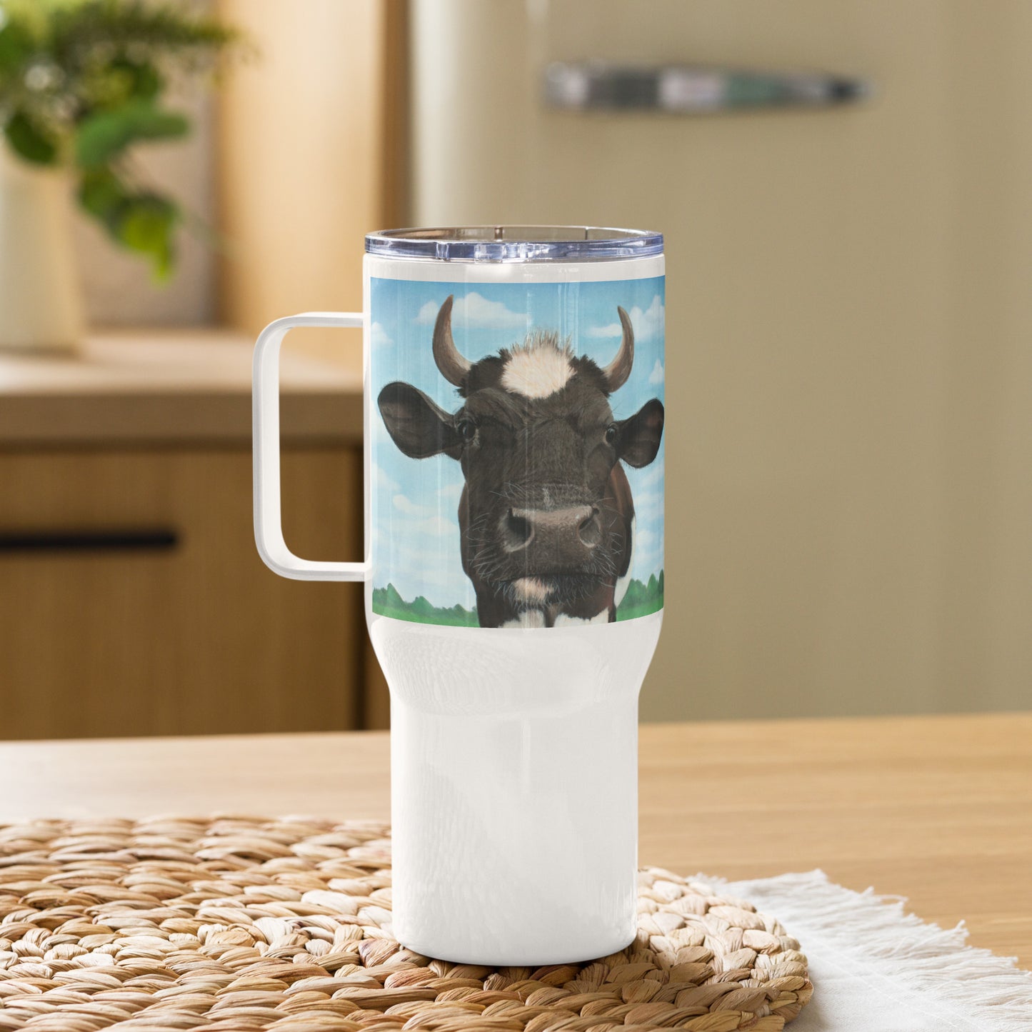 Cow Travel mug with a handle
