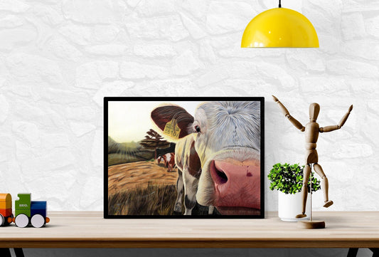 Cow "Just Saying Hi" Artist Print