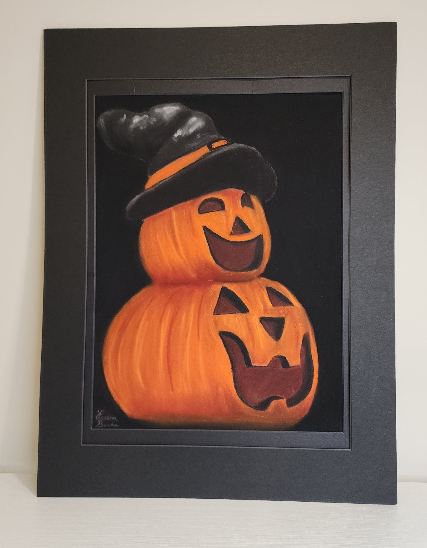 Cute Jack O'Lantern Original Pastel Painting