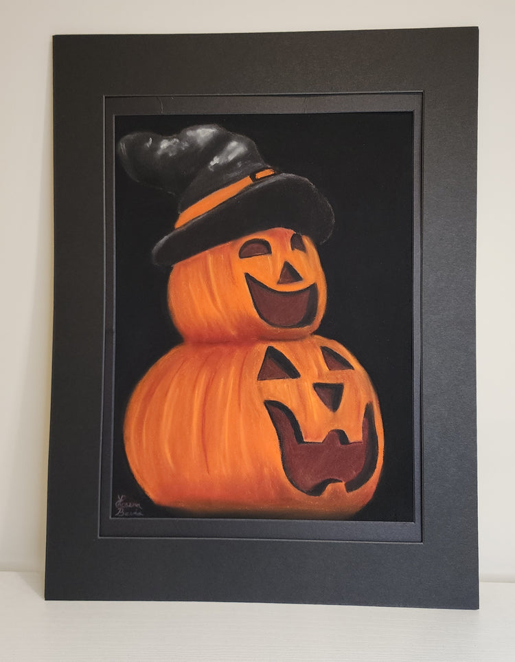 Cute Jack O'Lantern Original Pastel Painting