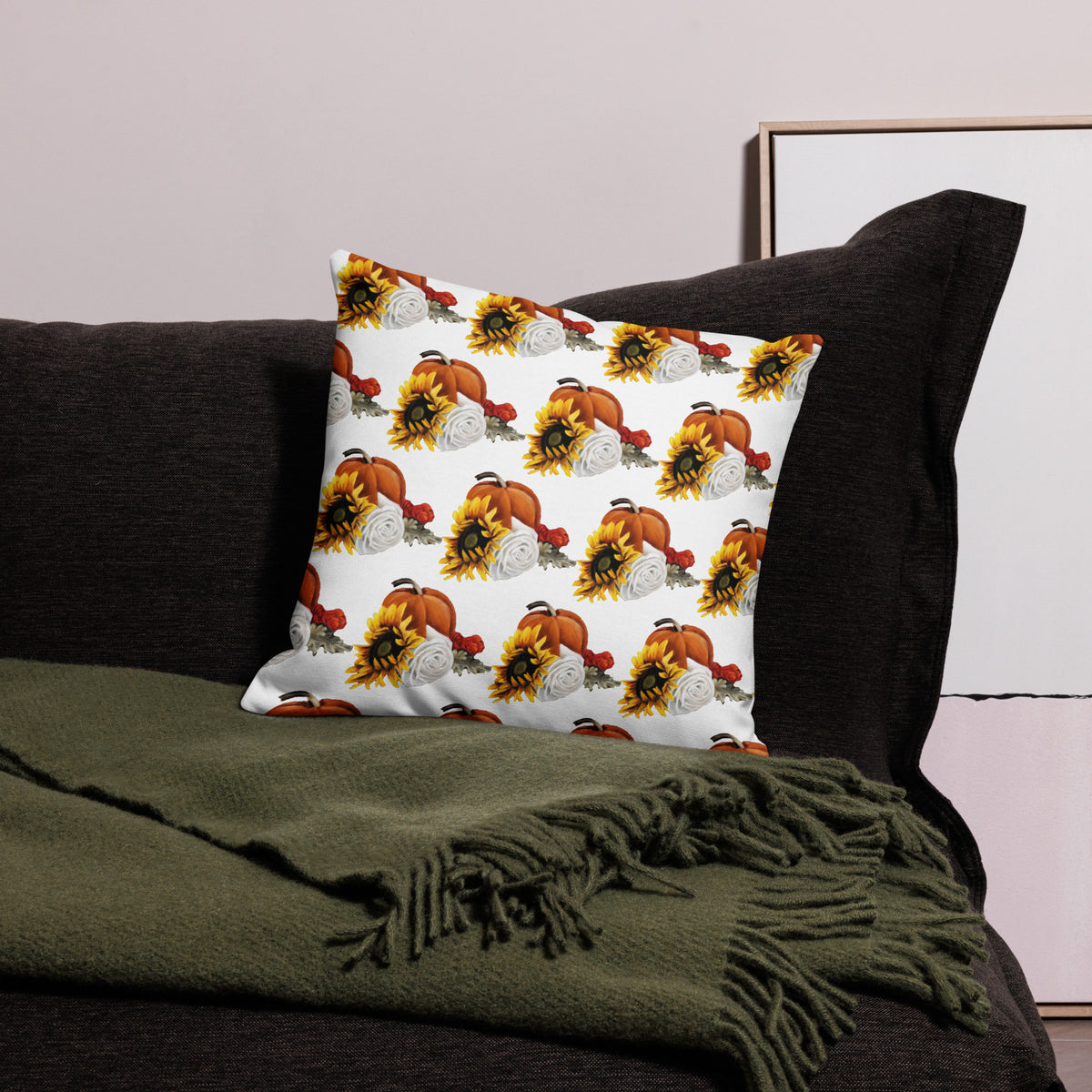 Autumn Flowers Pillow (White)