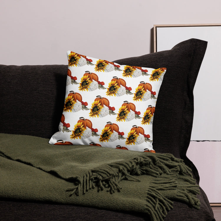 Autumn Flowers Pillow (White)