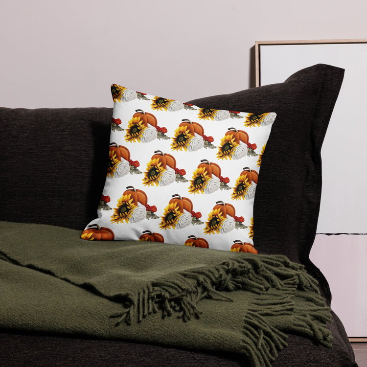 Autumn Flowers Pillow (White)