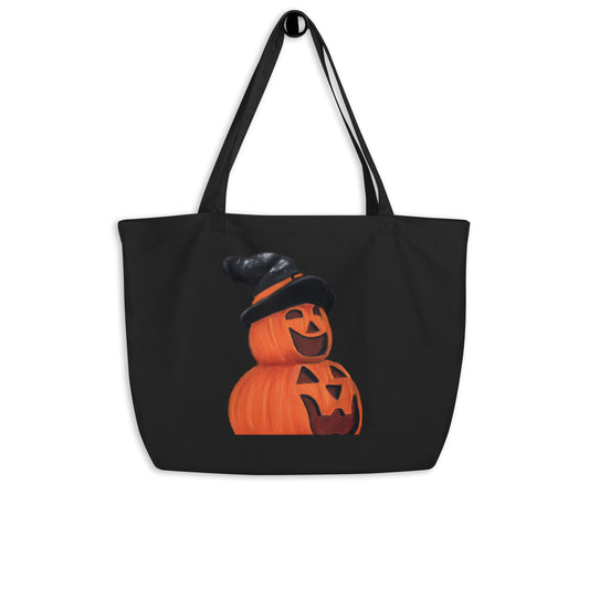 Cute Jack O' Lantern Large organic tote bag