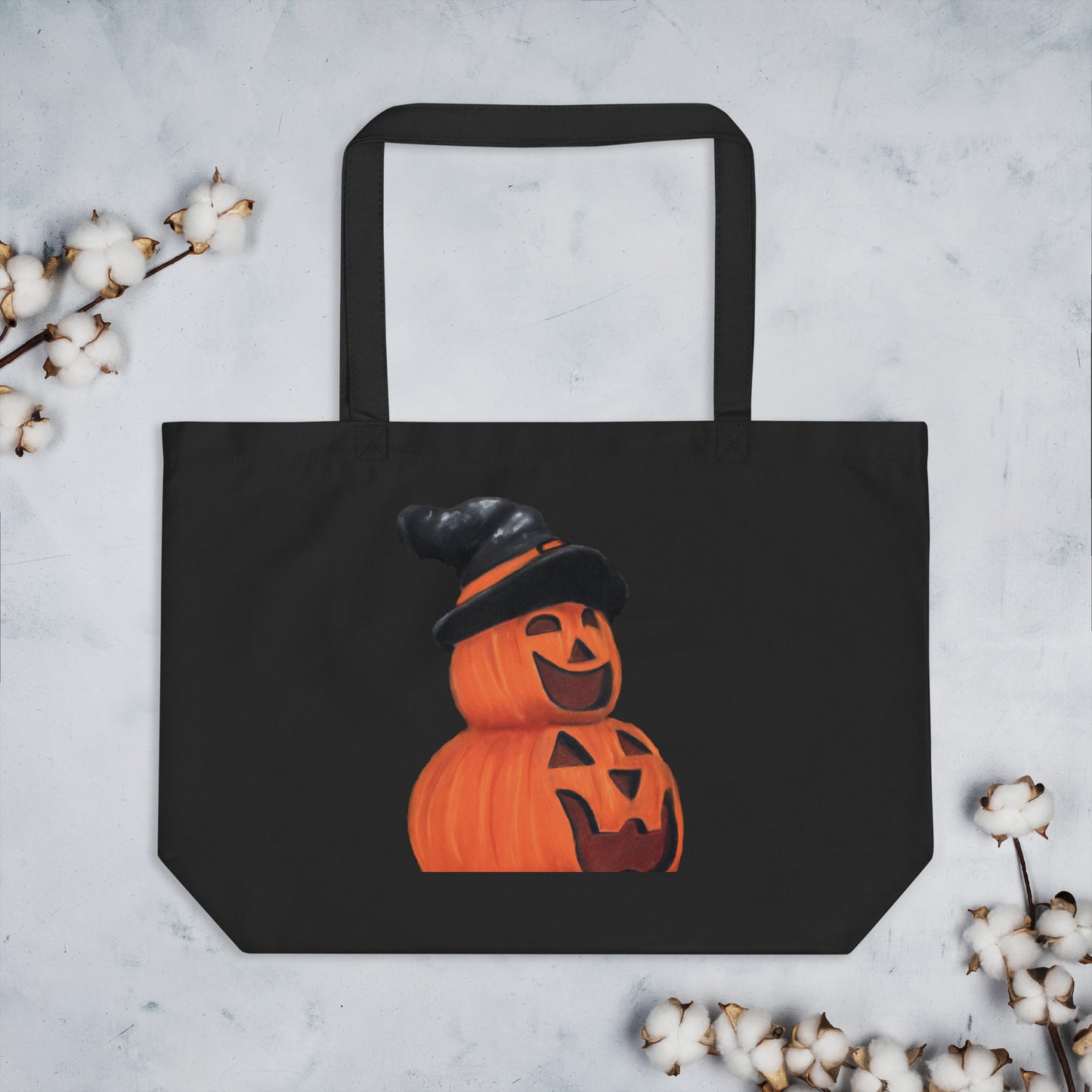 Cute Jack O' Lantern Large organic tote bag