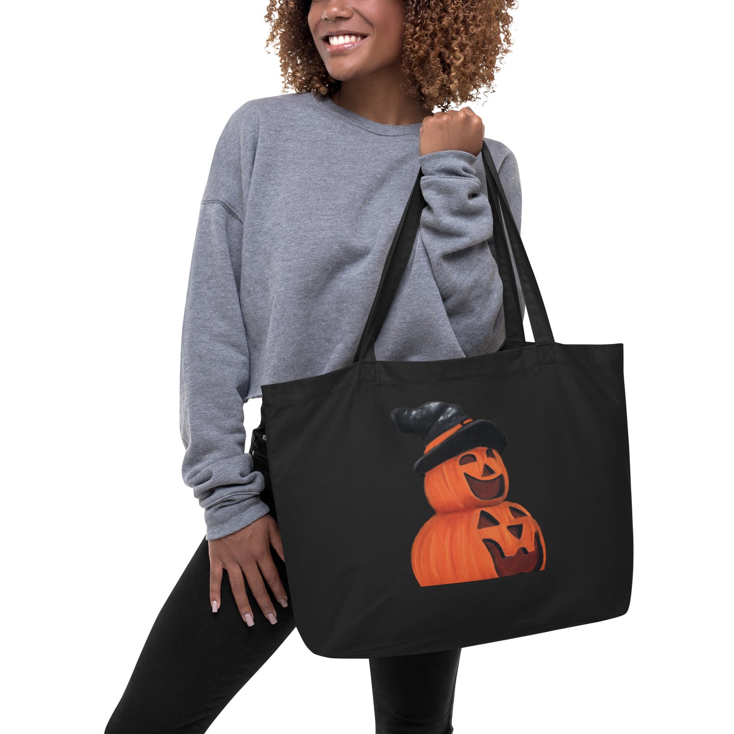 Cute Jack O' Lantern Large organic tote bag