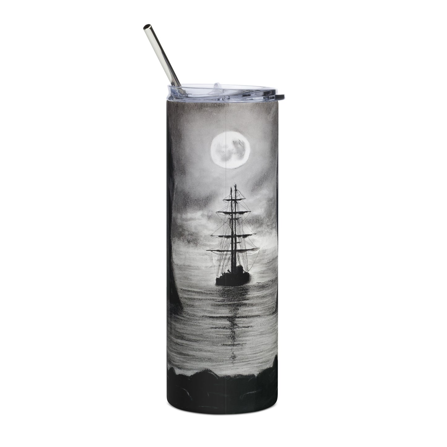 Spooky Pirate Ship Stainless steel tumbler