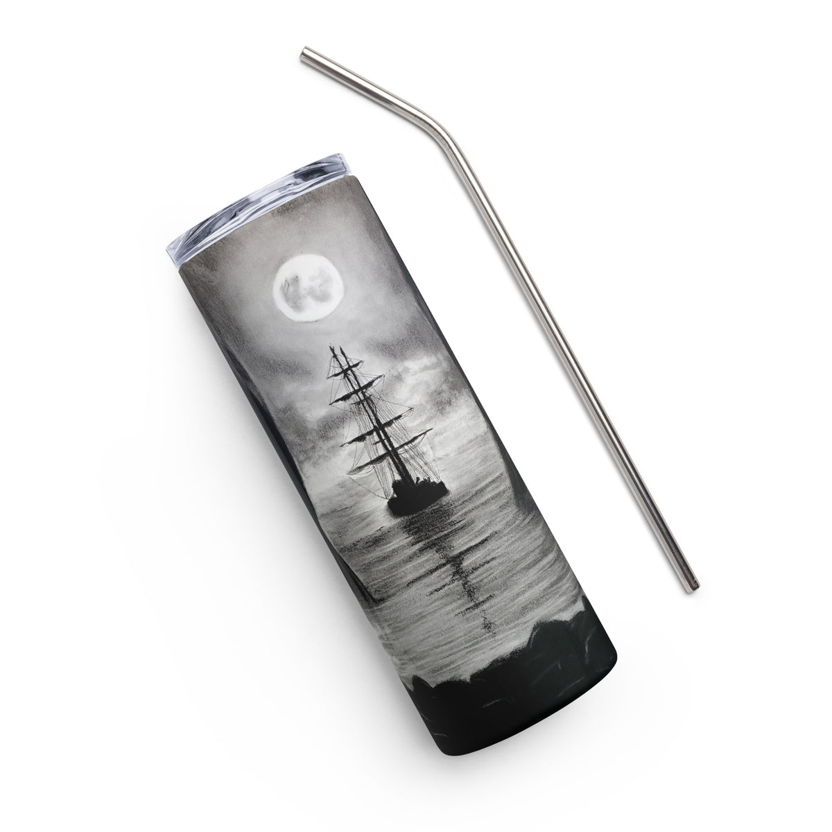 Spooky Pirate Ship Stainless steel tumbler