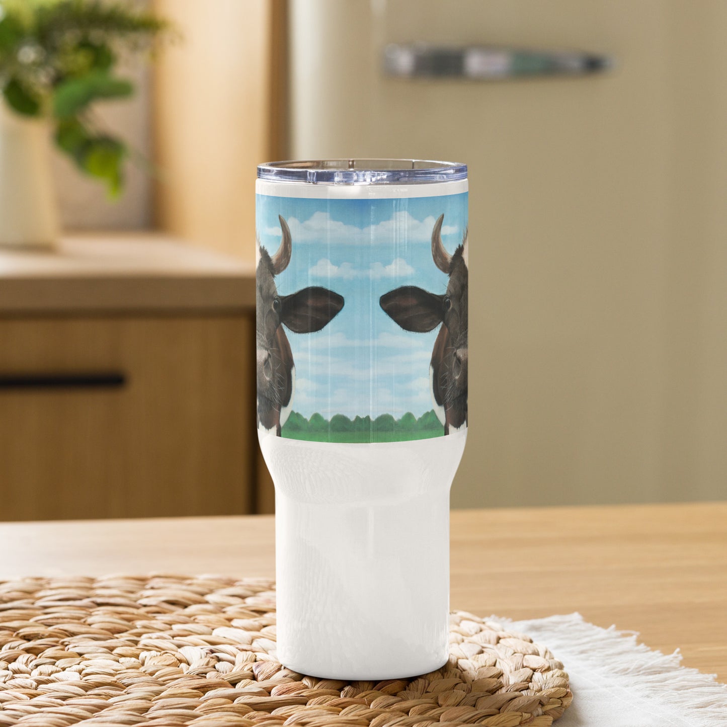 Cow Travel mug with a handle