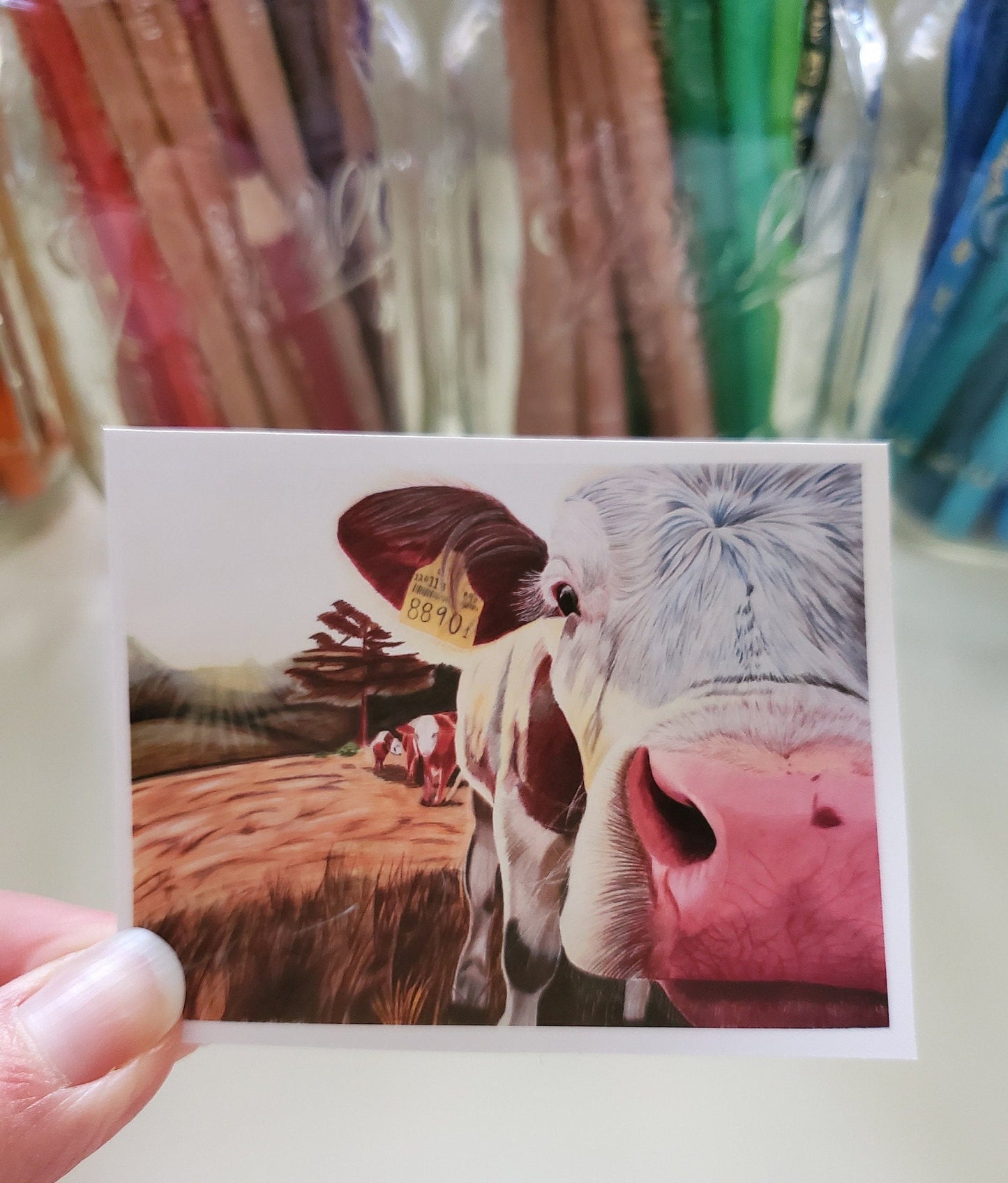 Cow "Just Saying Hi" Waterproof Sticker