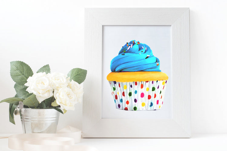 Blue Cupcake Birthday Card
