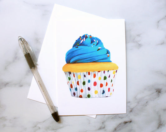 Blue Cupcake Birthday Card