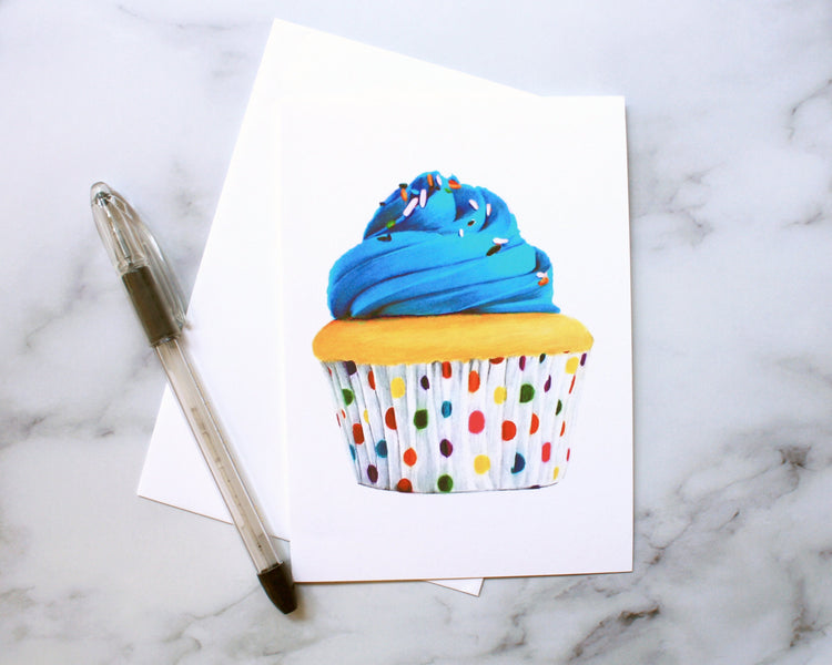 Blue Cupcake Birthday Card