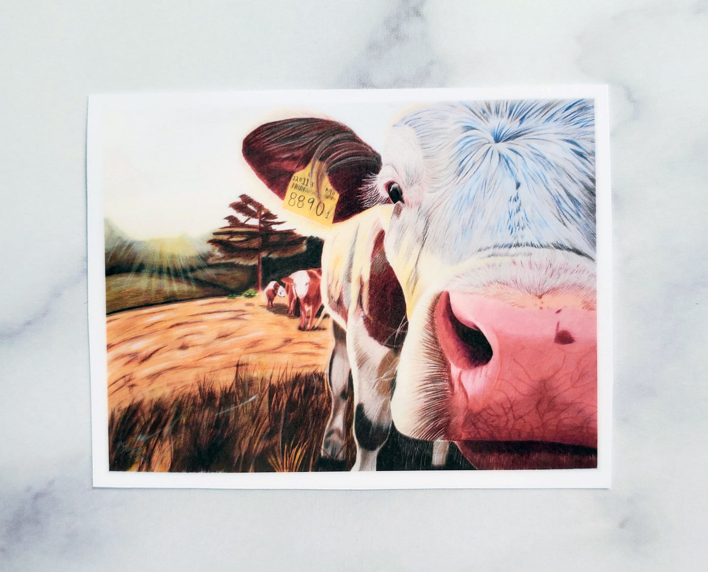 Cow "Just Saying Hi" Waterproof Sticker