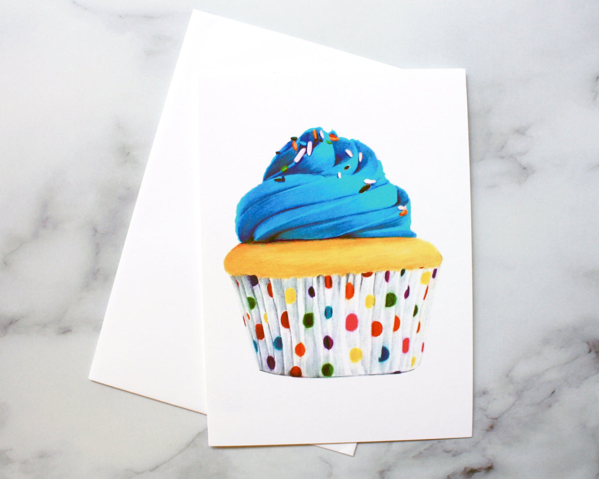 Blue Cupcake Birthday Card