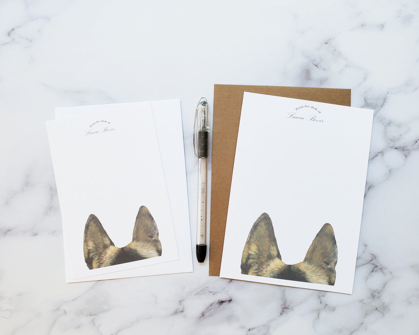 Personalized German Shepherd Stationery Cards-Set of 10