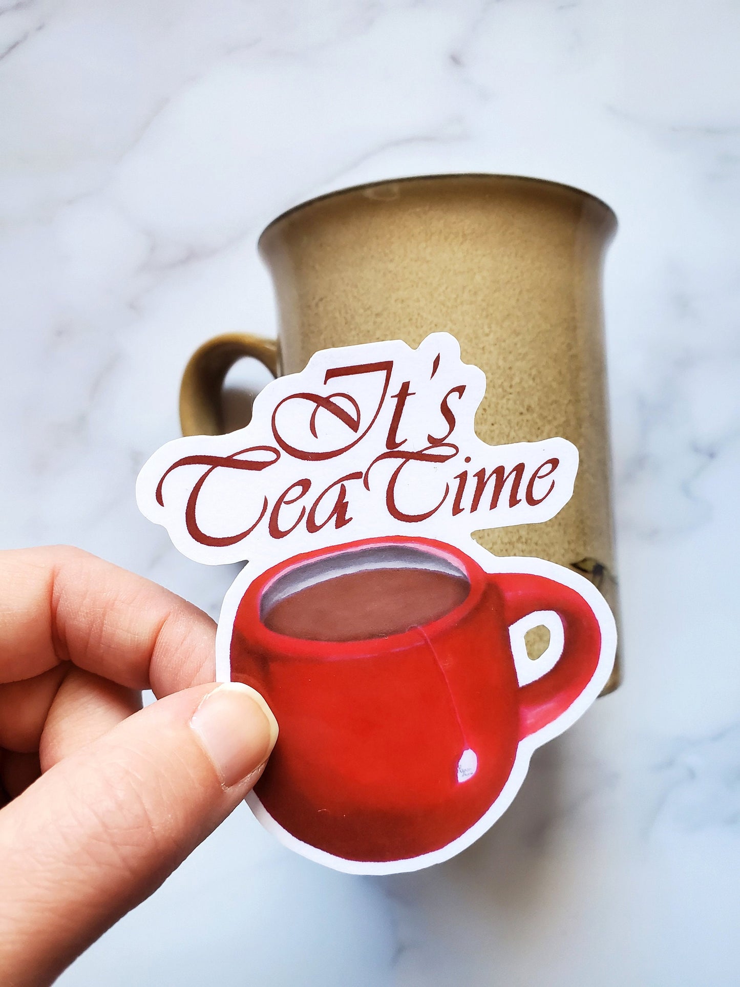 Tea Time, Tea Cup, Waterproof Sticker