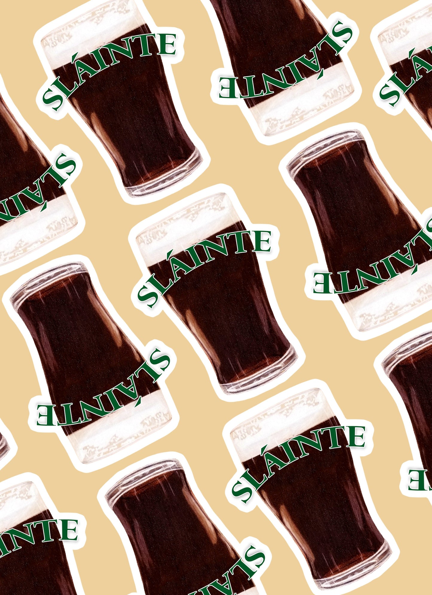 St. Patrick's Day Sláinte Beer Waterproof Die Cut Sticker
