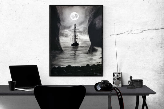 Spooky Pirate Ship Art Print